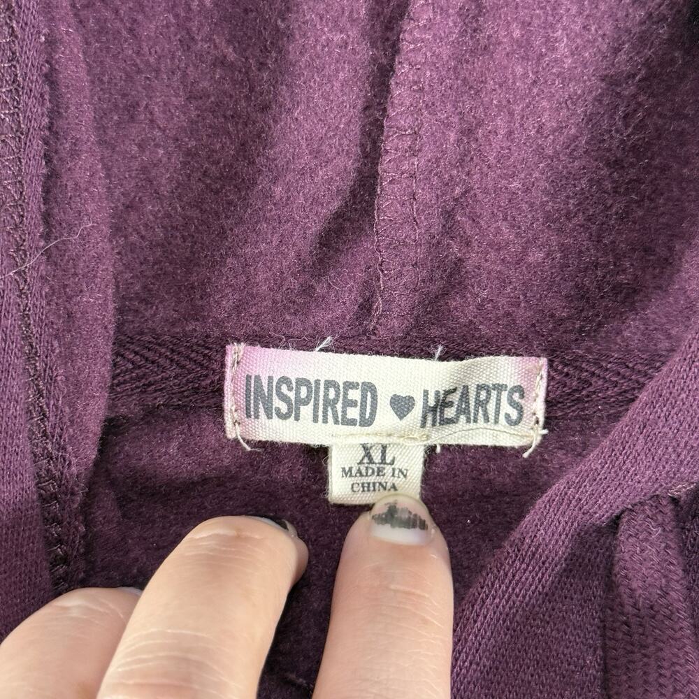 Inspired Hearts Purple And Pink Love Hoodie Women’s Size XL - Picture 3 of 6